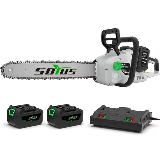 SOYUS 16-Inch Brushless Cordless Chainsaw, 40V Battery Operated with Automatic Chain Oiler 2x4.0Ah Batteries Included